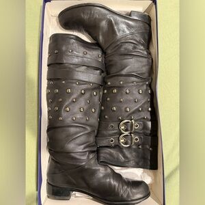 Studded Black Leather Boots